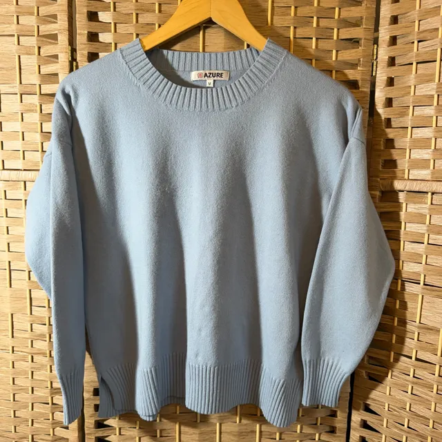 Azure Sweater Size M Light Blue Crewneck Pullover