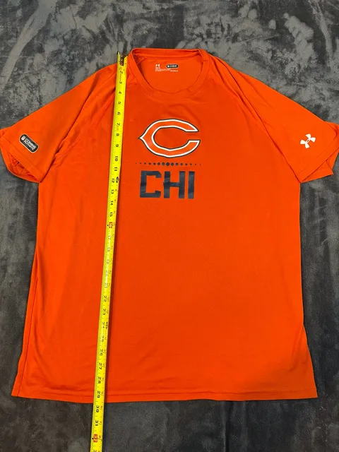 Under Armour Chicago Bears NFL Combine T-Shirt Size Large Orange HeatGear#160
