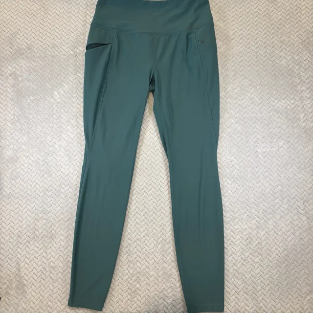 Eddie Bauer Womens Leggings Size M Green Athletic Activewear Pants Pocket