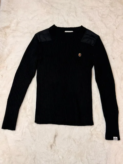 A Bathing Ape Classics Ribbed Sweater Size S Black