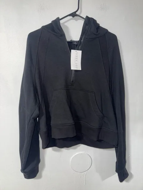 NWT Rae Mode Black 1/4 Zip Crop Hoodie Size L