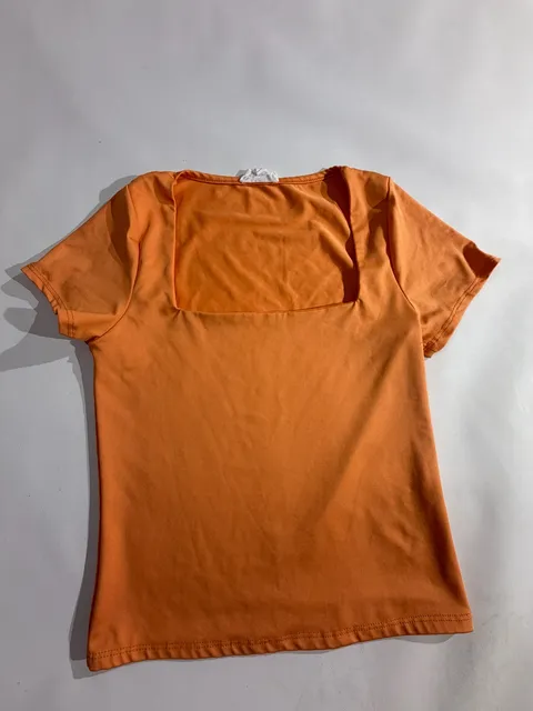 Live In The Moment Orange Square Neck Short Sleeve Top Size S