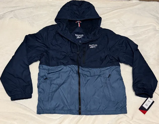 Reebok Hooded Jacket Size L Navy Blue