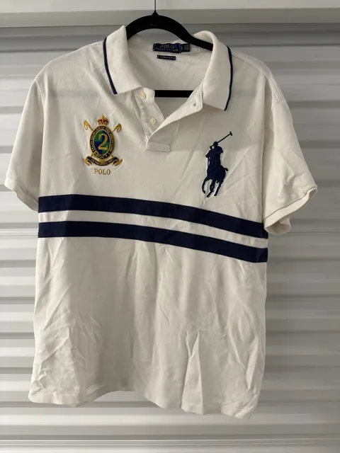 Polo Ralph Lauren Polo Shirt Size L White Custom Slim Fit Crest