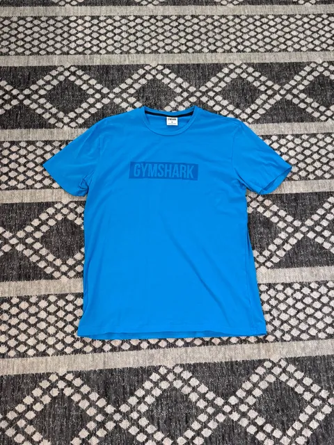 Gymshark Outline T-Shirt Size M Blue Box Logo Athletic Top