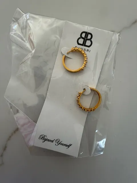 Bansri Gold Pave Cubic Zirconia Huggie Hoop Earrings