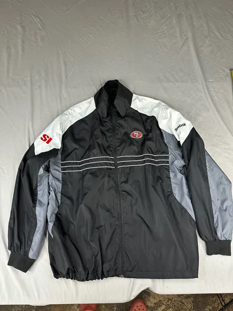 Reebok San Francisco 49ers NFL Windbreaker Jacket Size XL Black SI