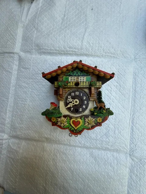 Vintage German Chalet Miniature Cuckoo Clock Wooden