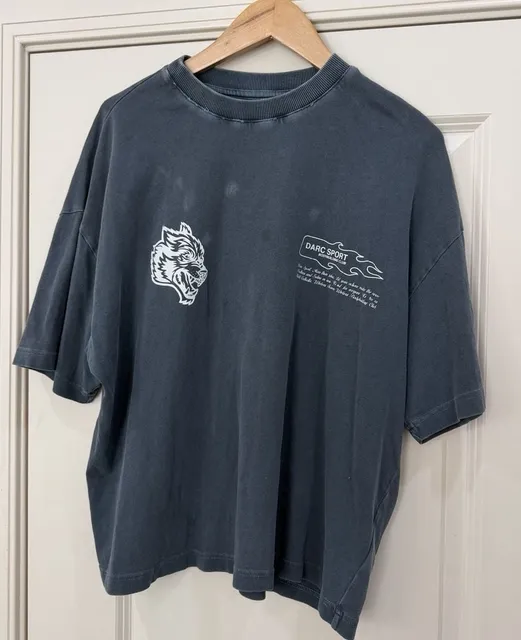 Darc Sport Big Bad Wolf Distressed Grunge Tee Size M Slate Gray