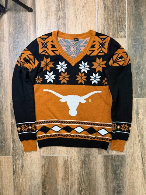 Texas Longhorns Christmas Sweater Womens Size XL/L Fair Isle Bevo