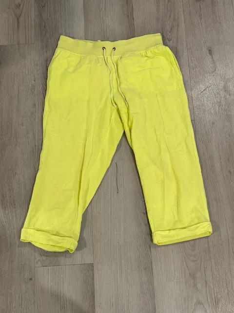 Chico's Lounge Pants Size 0 Yellow Drawstring Crop Joggers