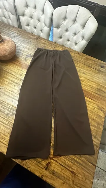 A New Day Wide Leg Pants Size S Brown Pull On Polyester