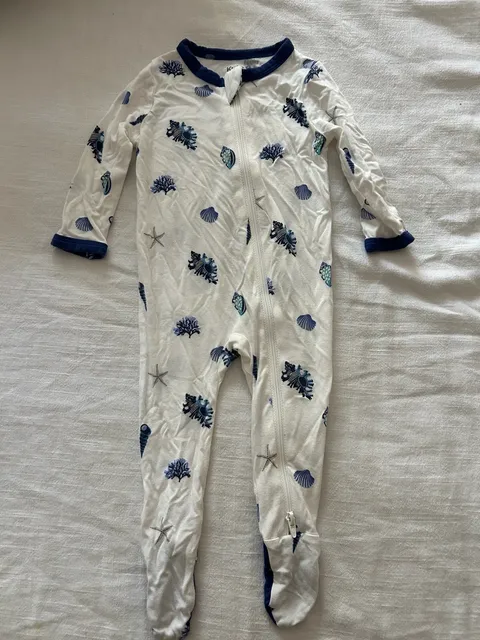 Kyte Baby Sleep Footie 3-6 Months Shells Print Bamboo Rayon