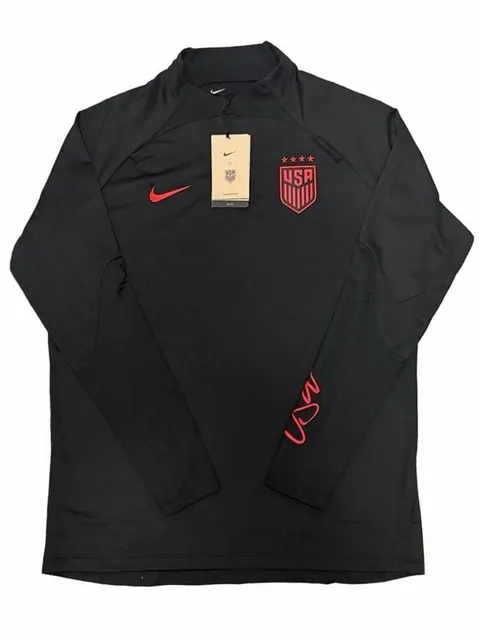 Nike USA USWNT Dri-FIT Strike Drill Top Training 1/4 Zip Black DR4627-010 Mens Large
