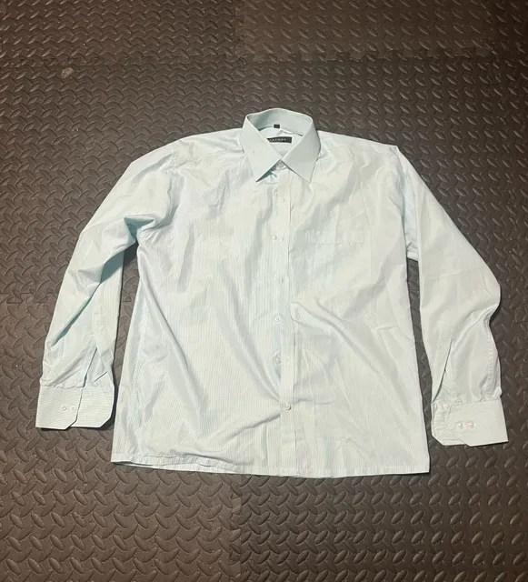 Burberry Button-Up Dress Shirt Size L Light Blue Striped Long Sleeve