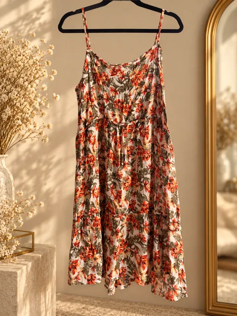 Derek Heart Floral Tiered Midi Dress