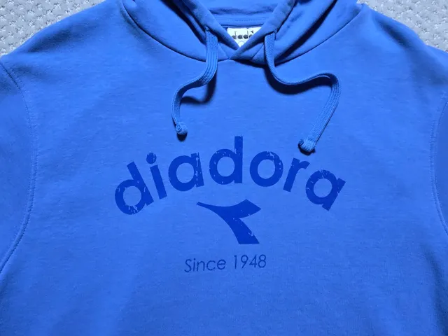 Diadora Since 1948 Pullover Hoodie Size M Blue Sweatshirt