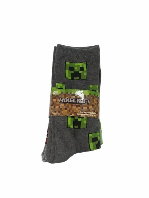 Minecraft 6-Pack Crew Socks Size 10-4 Assorted Colors