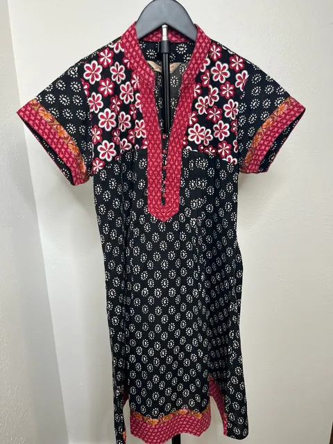 Black Floral Cotton Tunic