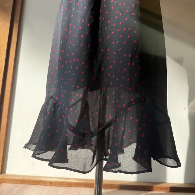 Red Polka Dot Chiffon Plus Size Black Dress