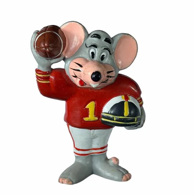 Vintage 1986 Chuck E Cheese Football Player #1 ShowBiz Pizza Time PVC Figure