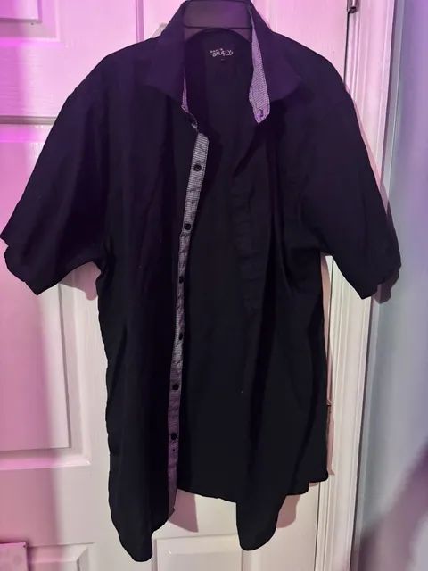 Galaxy By Harvic Short Sleeve Button Down Shirt Size XL Black
