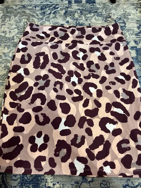 LuLaRoe Animal Print Skirt Size 2XL Pink Brown Leopard