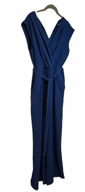 Luxology Surplice Bodice Tie-Front Jumpsuit Size M Blue