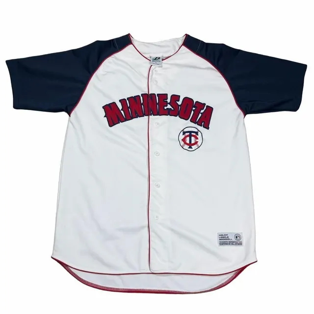 Y2K  Minnesota Twins Dynasty Baseball Jersey Size L White Blue Buttoned