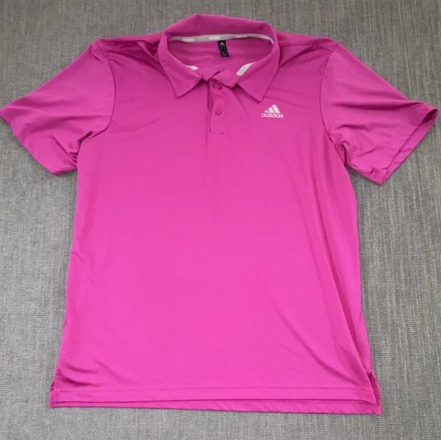 Adidas Golf Polo Shirt Size L Pink Short Sleeve