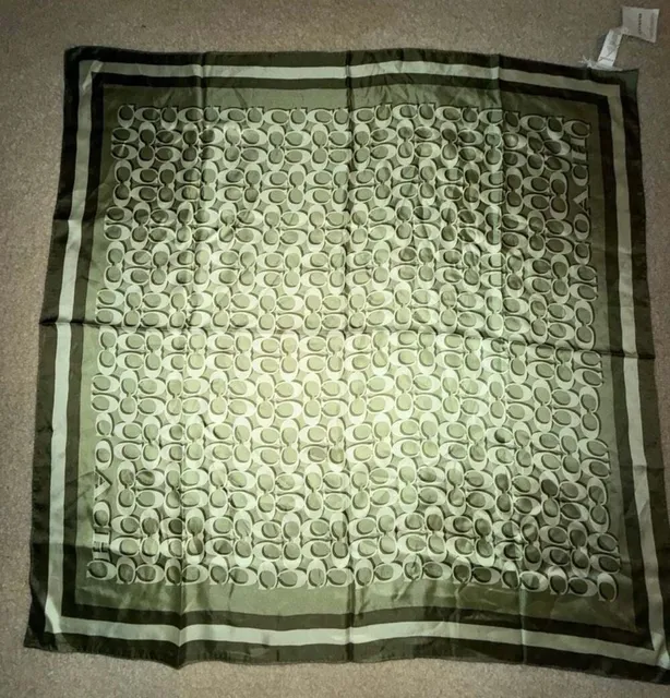 Coach Signature C Silk Square Scarf Military Green