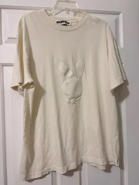 x Playboy Distressed Oversized Vintage Logo Print T-Shirt|MISSGUIDED,