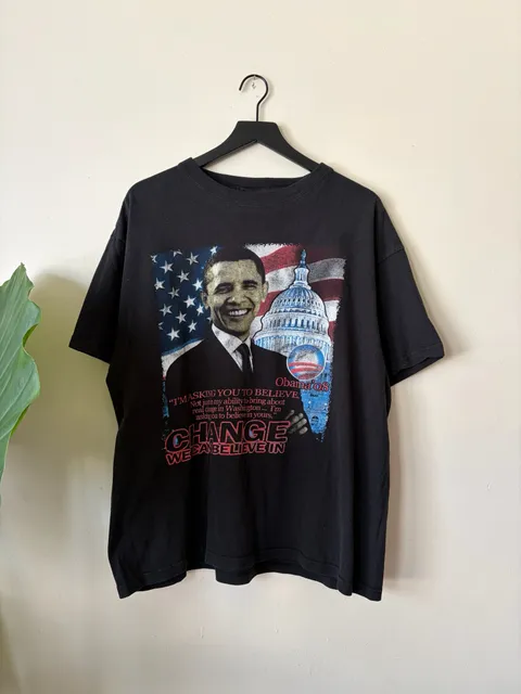 Atex Obama 08 T-Shirt Size XL Black Campaign Graphic Tee