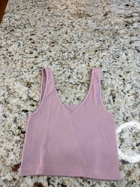 Aeropostale Seamless Ribbed Cropped Tank Top Size M Pink
