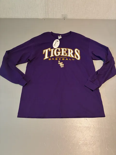 LSU Tigers Baseball Long Sleeve T-Shirt Purple New With Tags