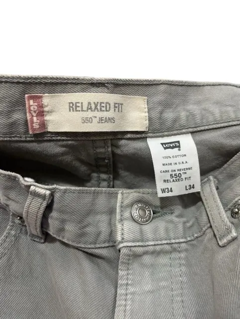 Levi's 550 Relaxed Fit Jeans W34L34 Grey Made in USA