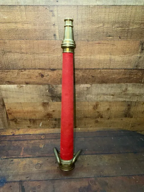 Vintage Boston Coupling Co Brass Fire Hose Nozzle Playpipe 30” Red Wrapped