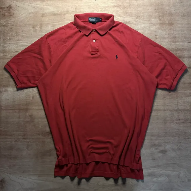 Vintage Polo Ralph Lauren Red Ringer Polo Shirt Men’s XL Oversized Baggy Classic