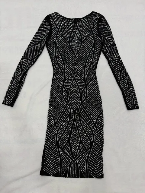 Women Black Rhinestone Dress