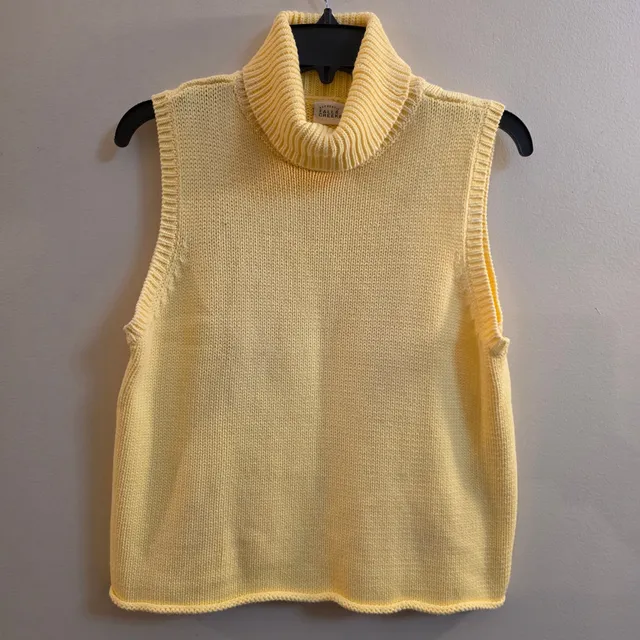 Falls Creek Turtleneck Sleeveless Sweater Yellow Knit