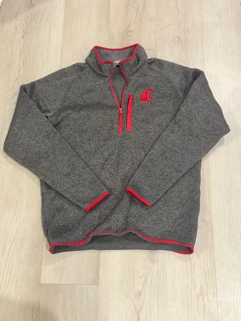 Columbia WSU Cougars Canyon Point Half-Zip Fleece Size L Gray