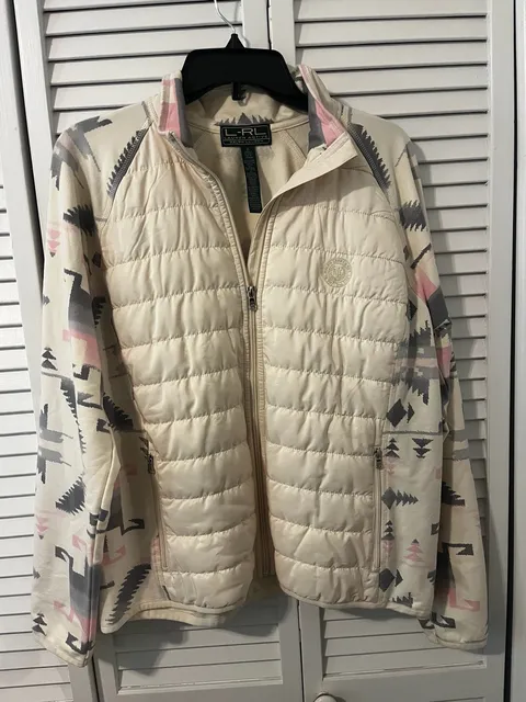 Lauren Active Ralph Lauren Quilted Jacket Size XL Cream Aztec Print