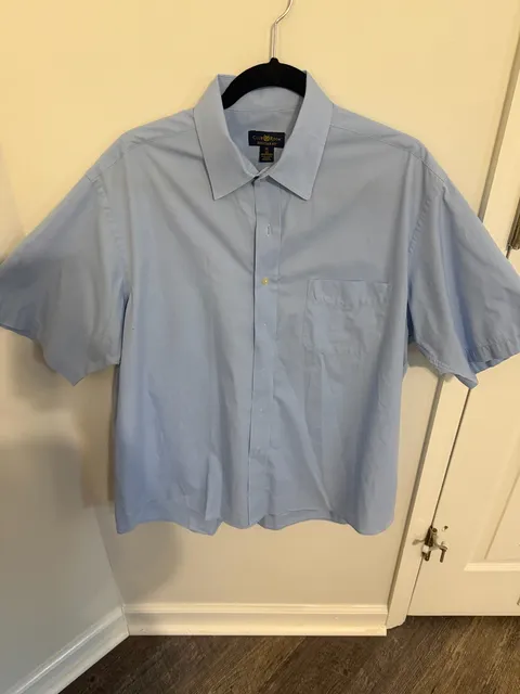 Club Room Regular Fit Short Sleeve Shirt XL 17 Light Blue Cotton