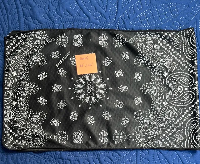 Scarf-Black White Paisley