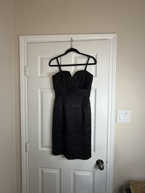White House Black Market Black Damask Cocktail Dress Size 0 NWT