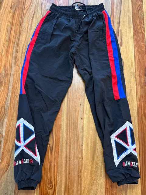 Rawgear Los Angeles Track Pants Size L Black Red Blue Graphic