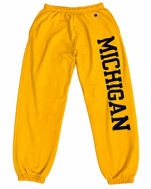 Mens CHAMPION navy Michigan Wolverines Replen Banded Bottom Pant,