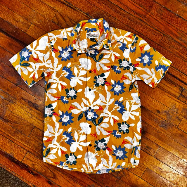Patagonia Pataloha Shirt Size S Yellow Floral Organic Cotton