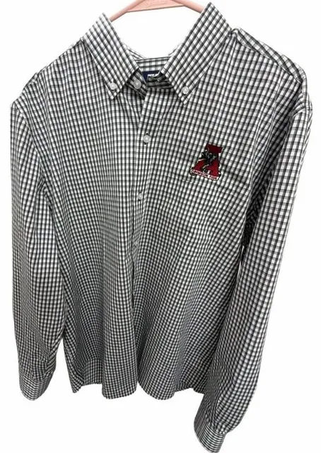 Cutter & Buck Alabama Crimson Tide Mens L Gingham Button Down Shirt Long Sleeve