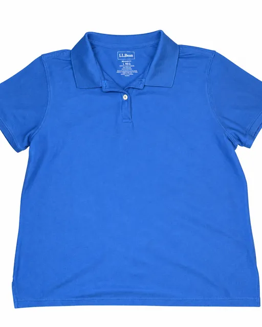 L.L.Bean Polo Shirt Size L Reg Blue Cotton Relaxed Fit